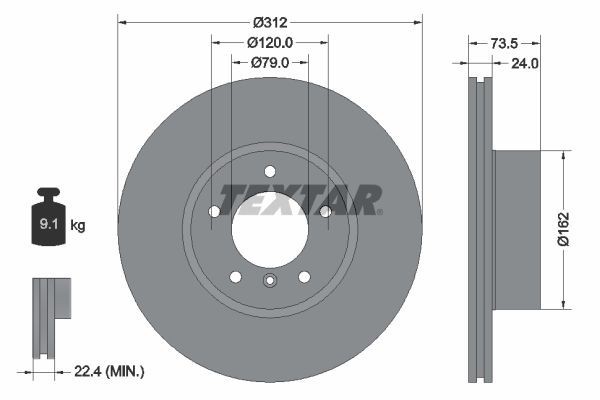 2X Textar 92176105 Coated Front Brake Discs 312mm Vented Fits Bmw 3 Series 1E X1