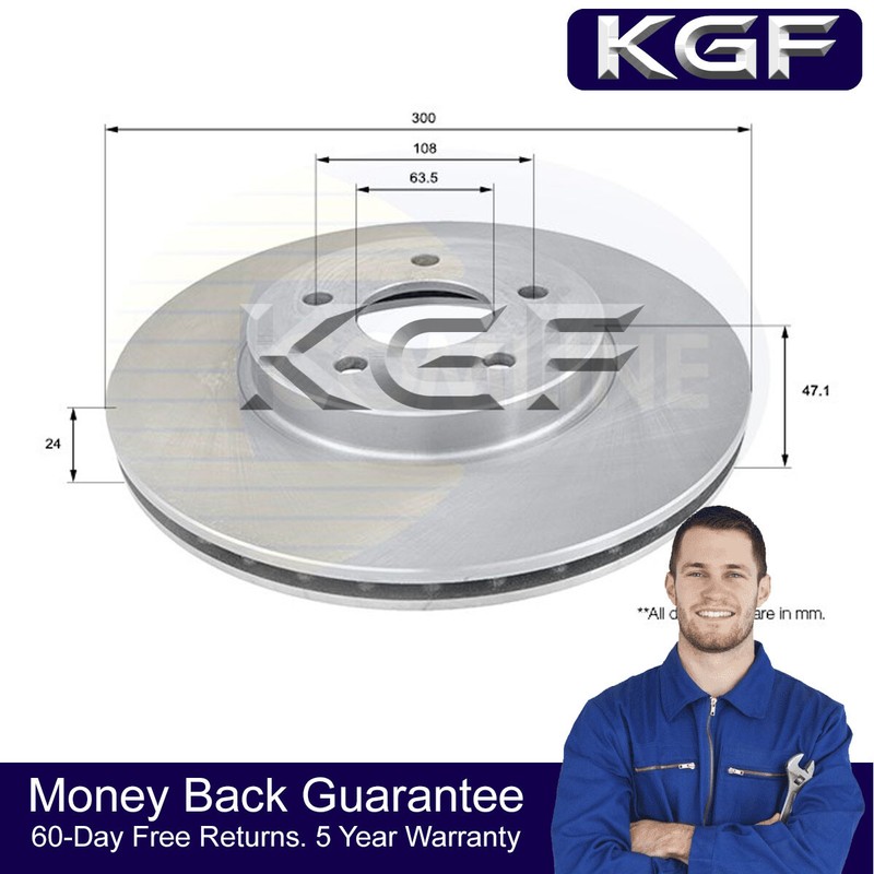 KGF Front Brake Disc Fits Ford Mondeo 2000-2007 Jaguar X-Type 2001-2009 #1