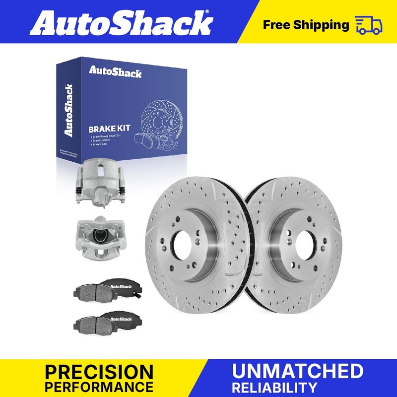 Front Drilled Slotted Brake Rotors Pads Calipers for Honda, Civic 2006-2011