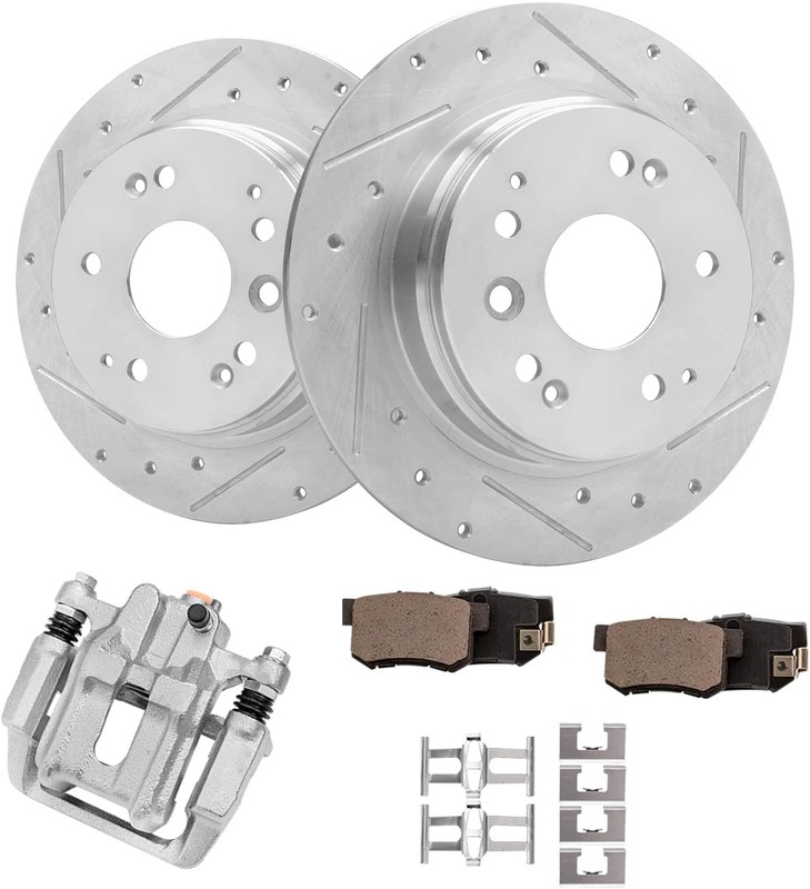 5-Lug Rear Brake Pads Calipers Rotors for 2003-2011 Honda Element
