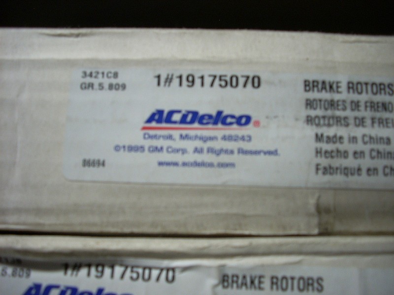19175070 Disc Brake Rotor Front ACDelco 18A862
