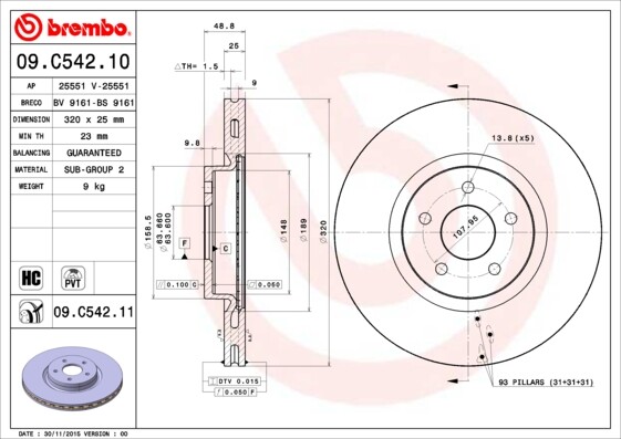 Fits Ford Kuga Transit Connect Focus Tourneo Brembo Front Brake Disc gallery