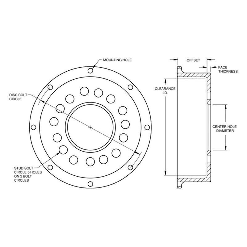 Wilwood Brake Rotor Hat 3.06 Inch Fixed Mount 1.41 In Offset Universal 170-0764 gallery