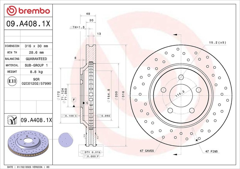 Brembo 09A4081XC02 Xtra BRAKE ROTORS