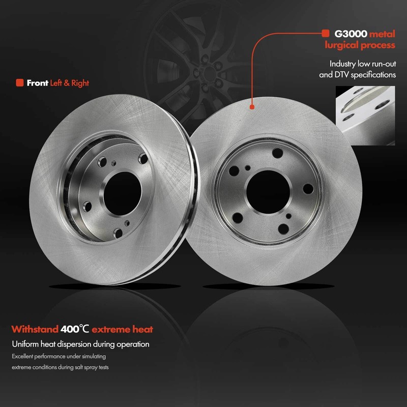 Front LH & RH Disc Brake Rotor & Brake Pad for Toyota Camry 1992-2001 L4 2.2L gallery