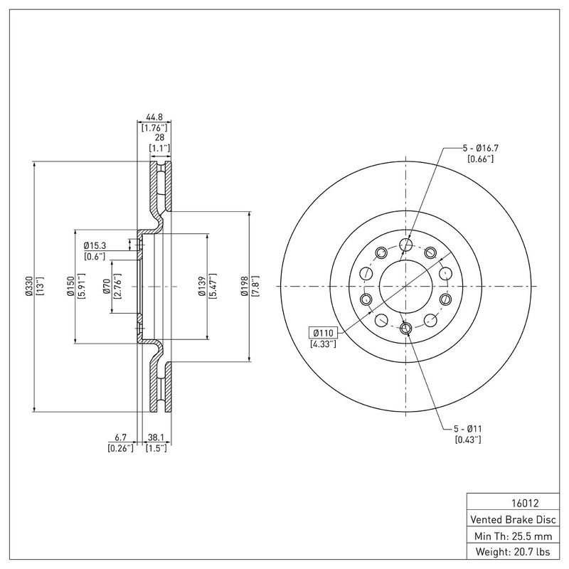 Dynamic Friction 600-16012 Brake Rotor, 2017-2021 Alfa Romeo, Position: Front gallery