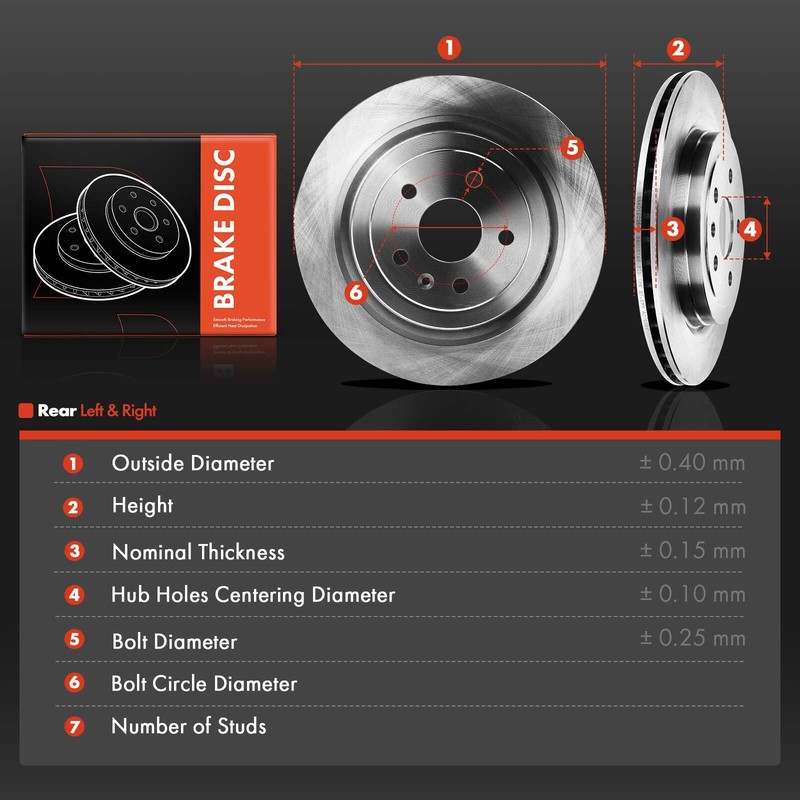 Disc Brake Rotors for Cadillac CTS 2008-2014 339mm Heavy Duty Brakes J55 Rear gallery
