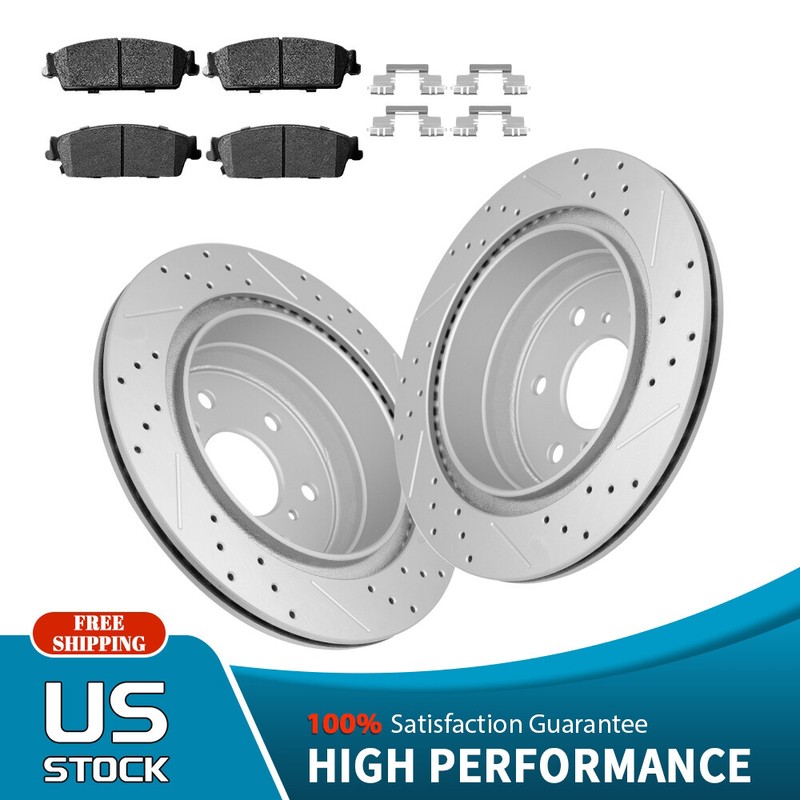 Rear Rotors Ceramic Brake Pads for Cadillac Escalade Chevy Silverado Sierra 1500