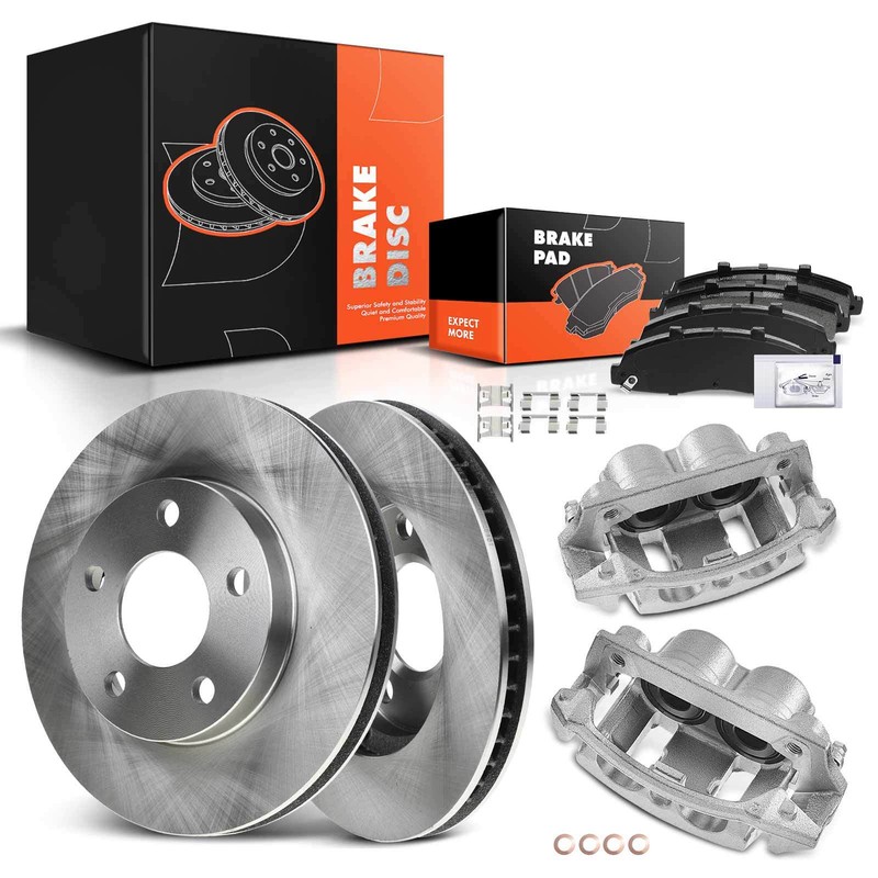 Front Disc Brake Rotors & Brake Pads + Brake Caliper for Ford F-150 1997-2003