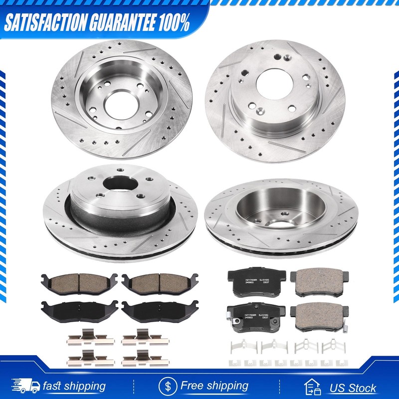 Front & Rear Drilled Rotors Brakes Pads for Dodge Ram 1500 2006-2010 Chrysler