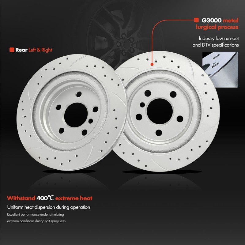 12pcs Front & Rear Left & Right Drilled Rotors & Brake Pads for BMW X1 X2 Mini gallery