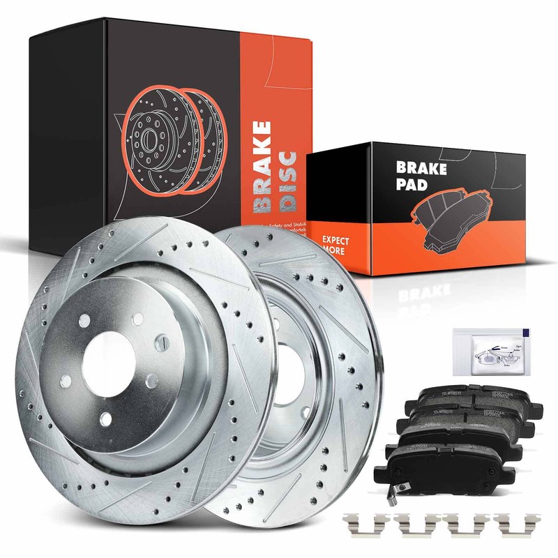 Rear Drilled Rotors & Brake Pads for INFINITI G37 2008-2013 G35 07-08 Q60 330mm