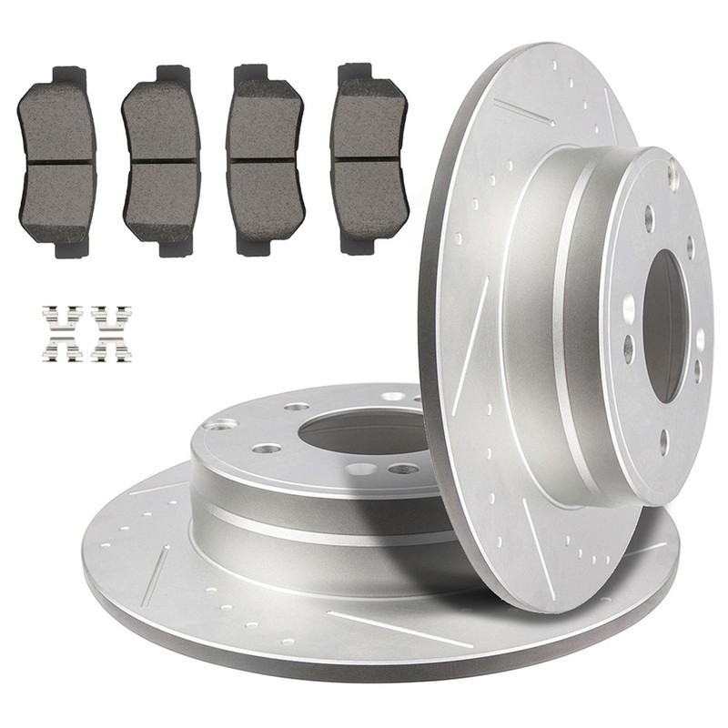 Rear Drilled Brake Rotors + Ceramic Pads V6 for 2005 2006 2007 Hyundai Sonata