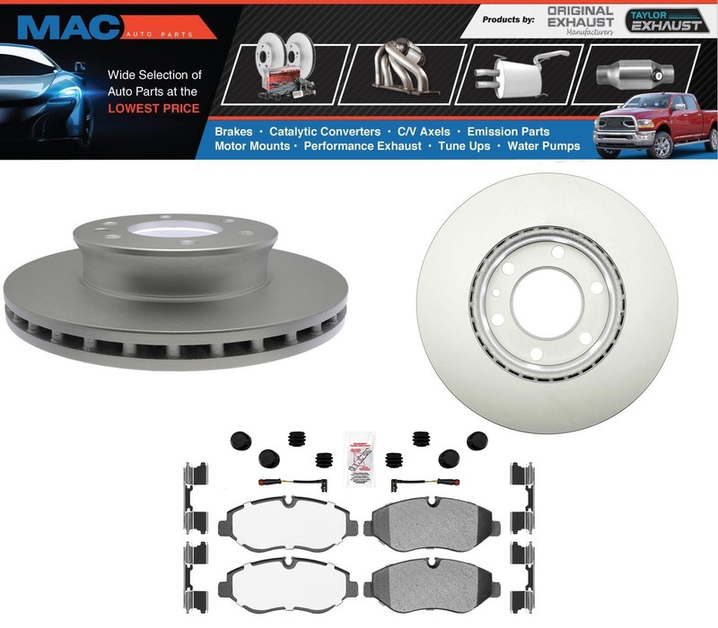 Front Fleet Pads Sensors & Coated Rotors Fits 2007-2018 Sprinter 2500 7000LB GVW