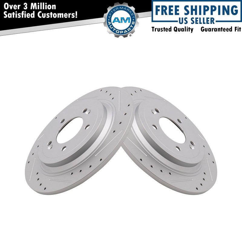 Brake Rotors Set Premium G-Coated Slotted X Drilled Fits 18-23 Hyundai 18-22 Kia