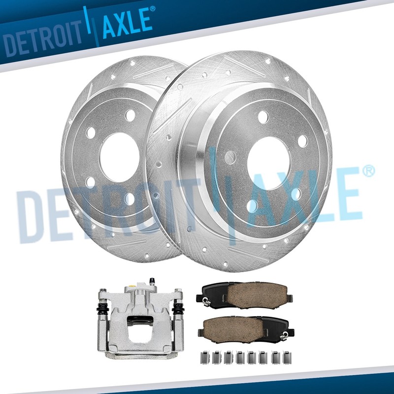 316mm Rear Drilled Rotors Brake Pads + Left Caliper for 2007-2018 Jeep Wrangler