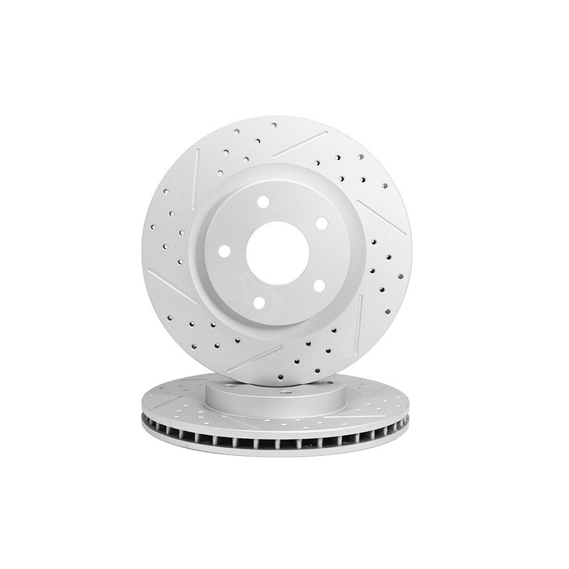 Front & Rear Drilled Rotors + Ceramic Brake Pads for 2014 - 2017 Nissan Rogue gallery