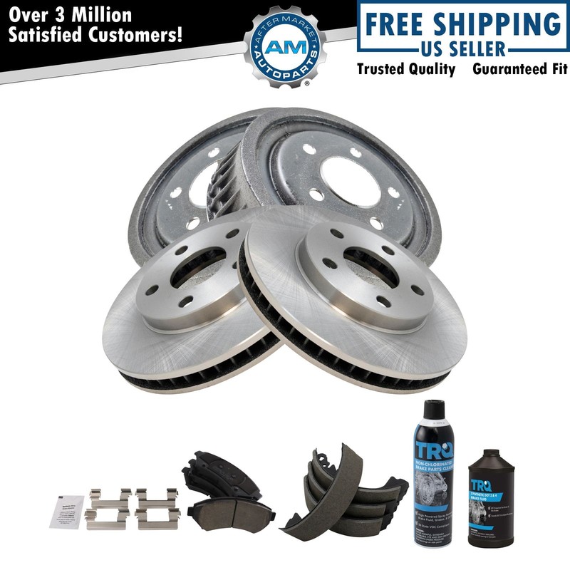 Ceramic Brake Pad Rotor Drum & Shoe Front Rear Kit w/Chemicals for GM
