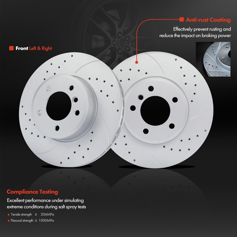 Drilled Brake Rotor & Ceramic Brake Pad for BMW 525i 525xi 528i 528xi 530 Front gallery