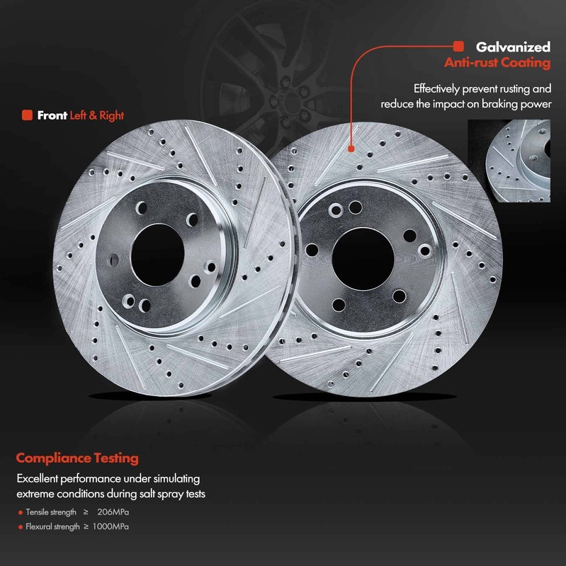 Front Drilled & Slotted Brake Rotors for Mercedes-Benz C320 E320 SLK300 Chrysler gallery