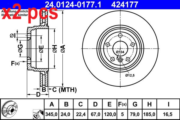 X2 PCS L&R SIDES BRAKE DISC 24.0124-0177.1