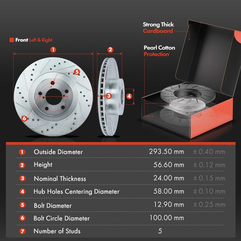 Front & Rear Drilled Brake Rotors & Ceramic Brake Pads for Subaru Impreza Saab gallery