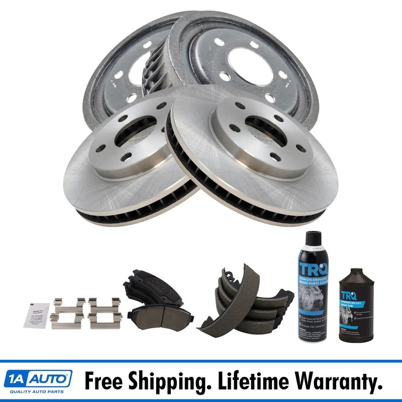 Ceramic Brake Pad Rotor Drum & Shoe Front Rear Kit w/Chemicals for GM