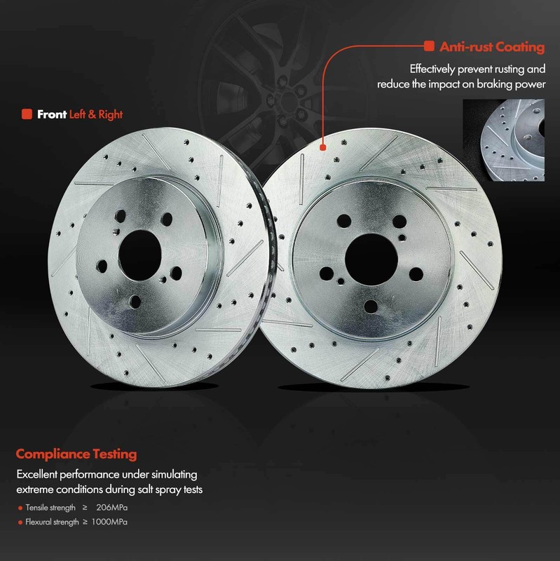 Front Drilled Brake Rotors & Ceramic Brake Pads for Toyota Corolla Prius Prime gallery