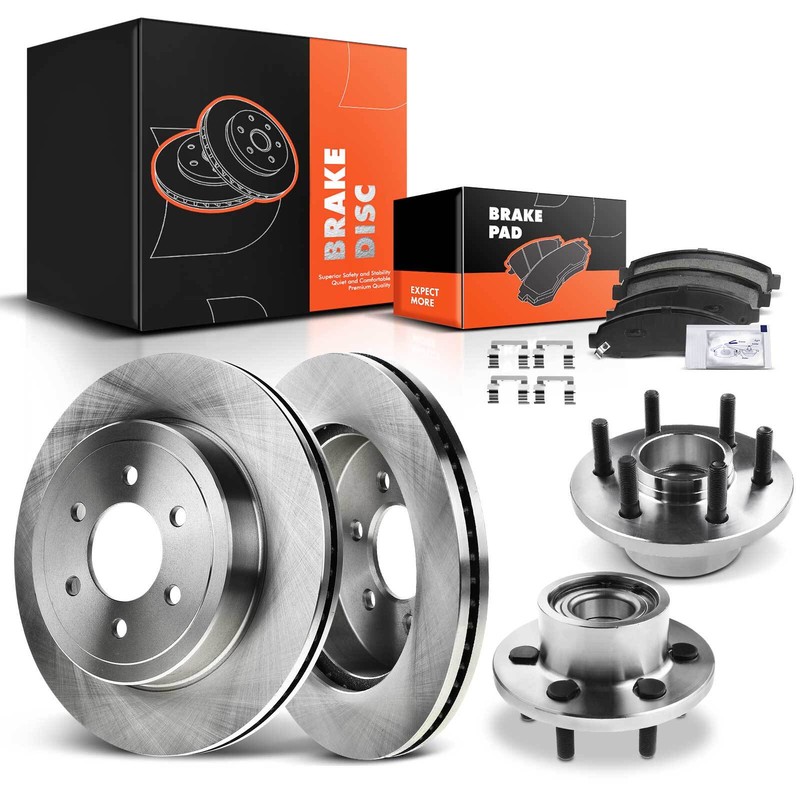 Front Disc Brake Rotor & Pad + Hub Bearing for Dodge Dakota 03-04 RWD 2Wheel ABS
