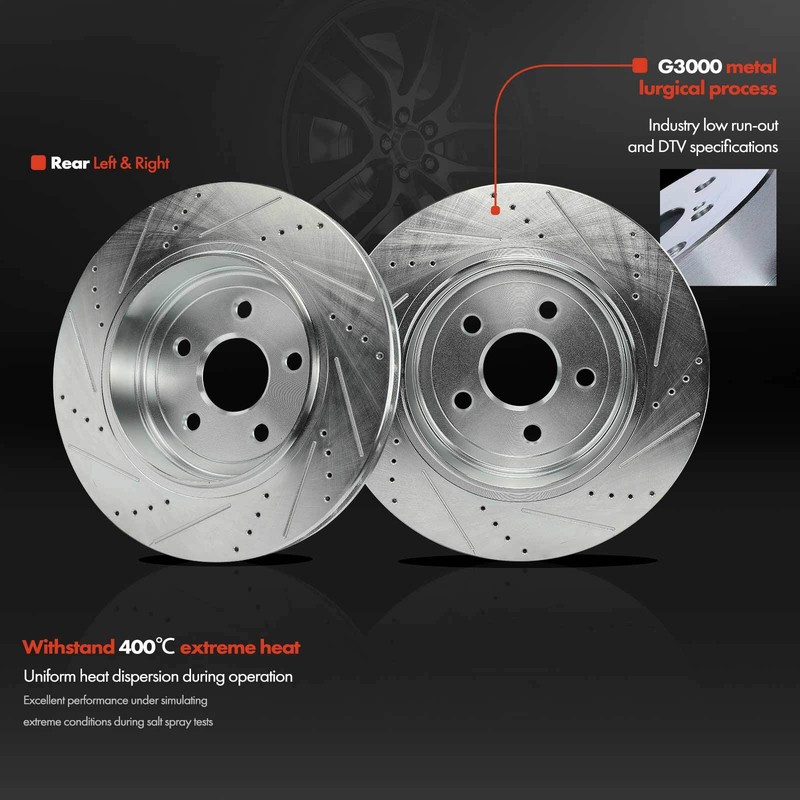 2x Rear LH & RH Side Drilled Brake Rotors for Dodge Durango Jeep Grand Cherokee gallery