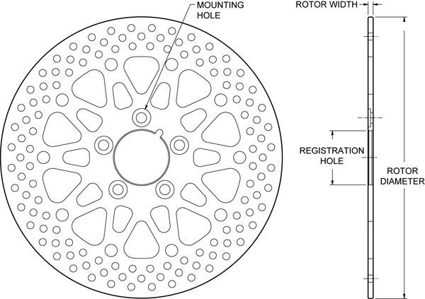Wilwood Disc Brake Rotor - ROTOR1180-028AC222-000GPHXXXXN REAR,H-D,2008-UP,SATIN gallery
