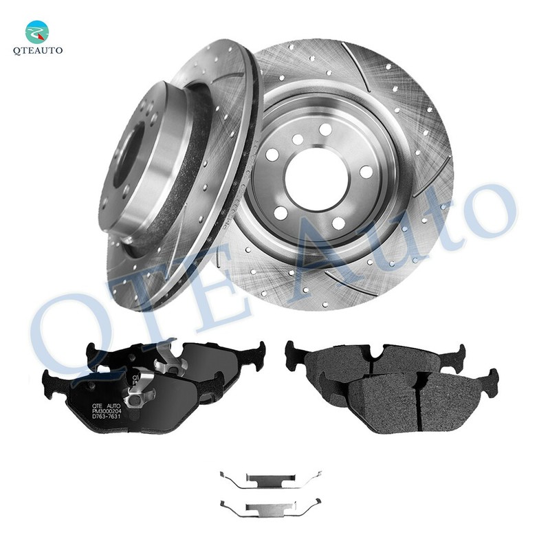 6 Rear 294 Drilled Slotted Brake Rotors-Ceramic Brake Pad For 2001-2005 BMW 325I