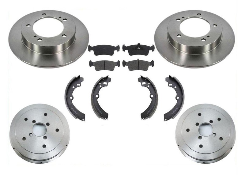 Front Brake Rotors & Pads Rear Drums Shoes 6pc Kit for Suzuki Samurai 1986-1994