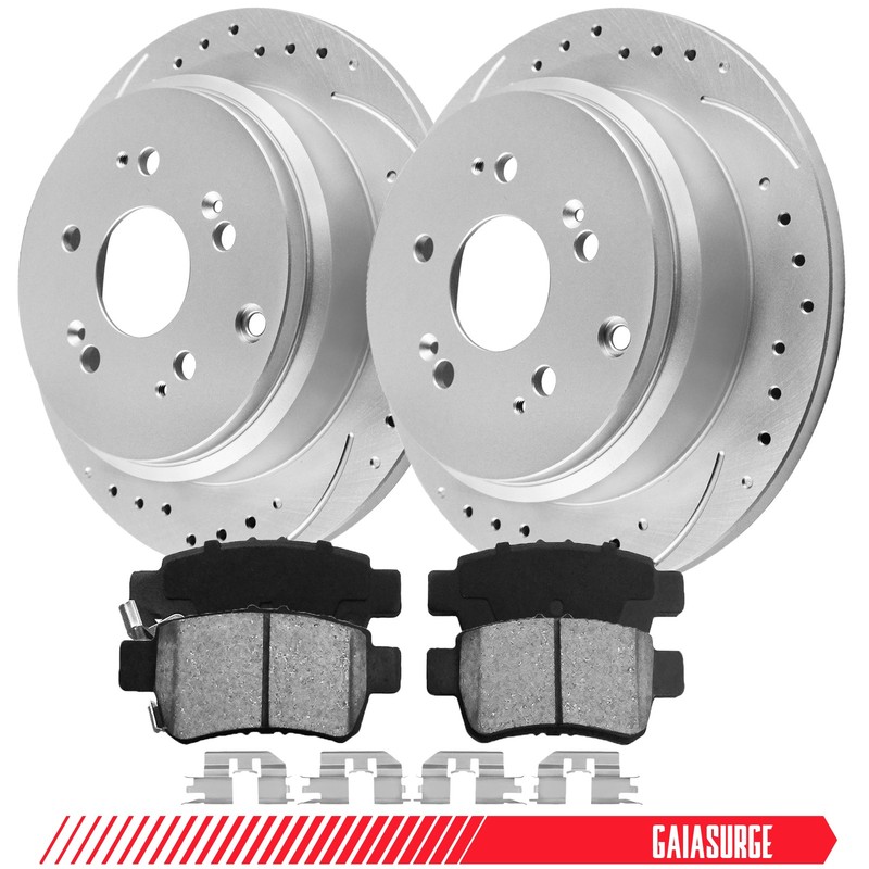 Rear Solid Rotors Brake Pads for 2005-2007 2008 2009 2010 Honda Odyssey 3.5L V6