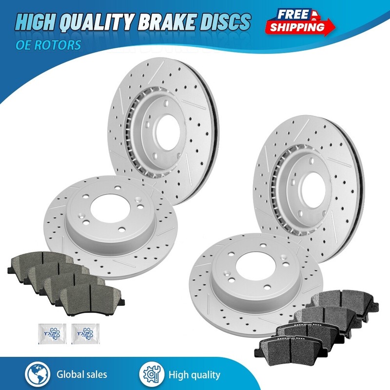 Front Rear Drilled Rotors & Ceramic Brake Pad for 2017 2018-2020 Hyundai Elantra