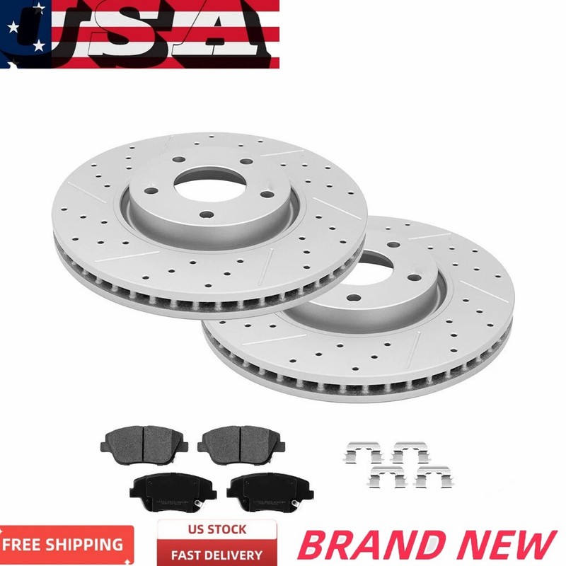 Front Drilled Rotors Ceramic Pads for 2011-2014 2015 Kia Optima Hyundai Sonata