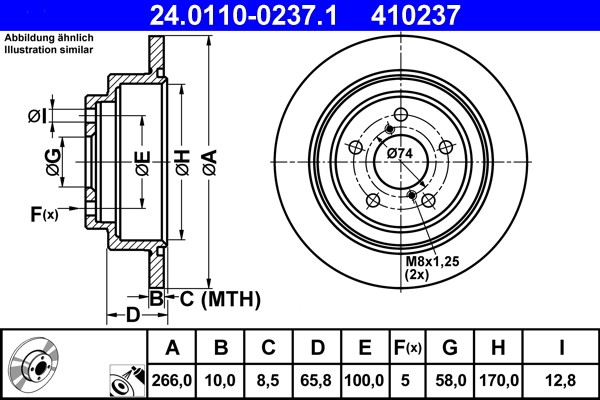 ATE 24.0110-0237.1 Brake Disc for Subaru