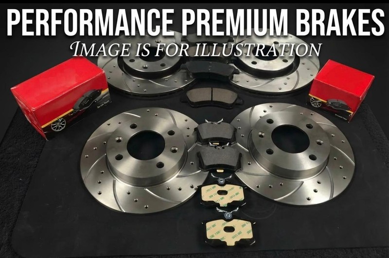 FOR AUDI TT 2.0L TDI (MK2) FRONT REAR DRILLED GROOVED BRAKE DISCS & BREMBO PADS
