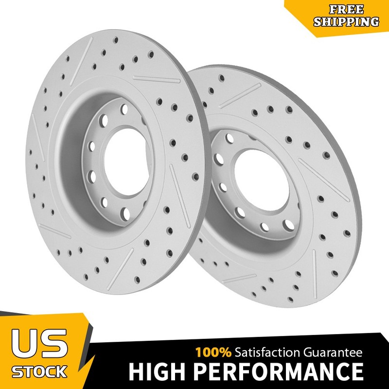 264mm 2PCS Rear Drilled Disc Brake Rotors Set for 2013 2014 2015 2016 Dodge Dart