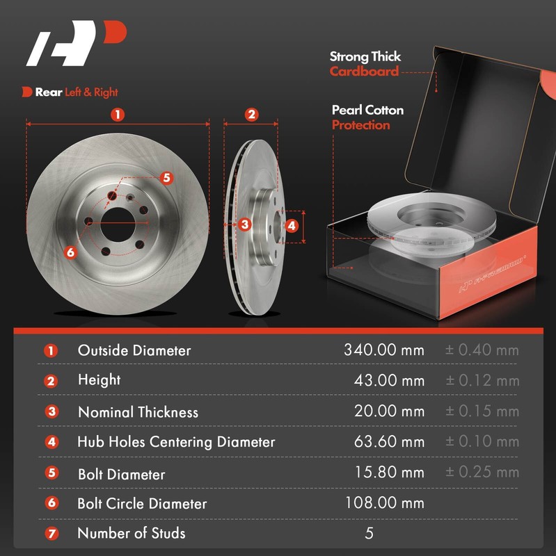 A-Premium Rear Disc Brake Rotors & Ceramic Pads for Volvo XC90 2016-2019 L4 2.0L gallery