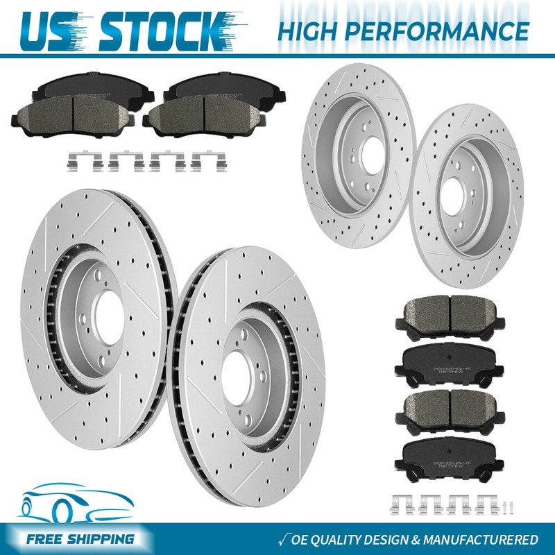 Front Rear Drilled Rotors+Brake Pads For Honda Pilot 2009-2015 ZDX MDX 2010-2013