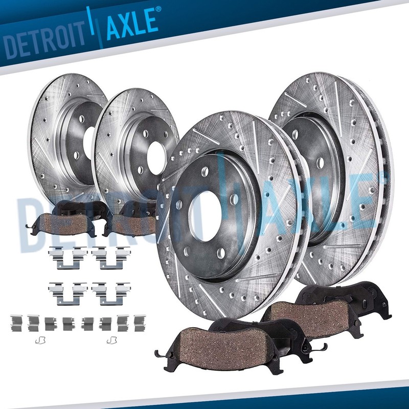 Front Rear Drilled Slotted Rotors Ceramic Brake Pads for 2001 2002 Acura MDX