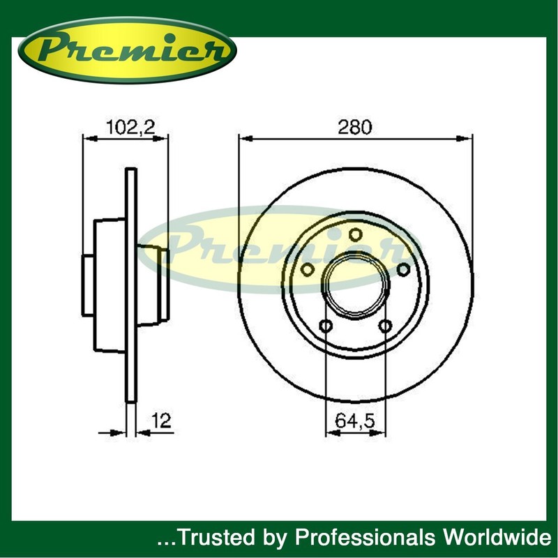 Premier Rear Brake Disc Fits Renault Trafic 2001-2014 Nissan Primastar 2002-2016 gallery