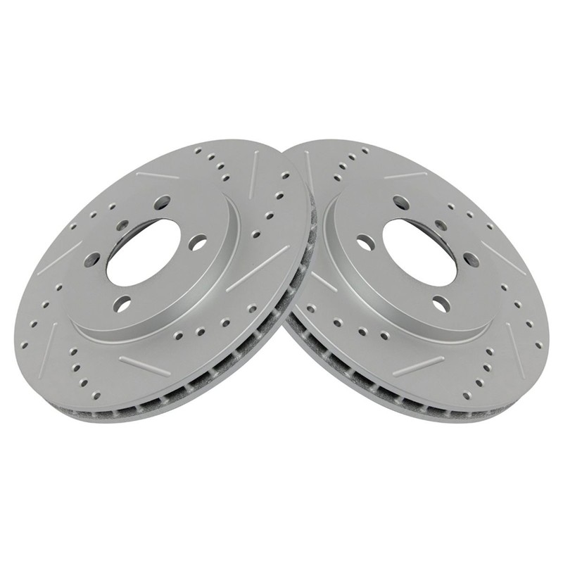 TRQ Performance Brake Rotor Drilled & Slotted Coated Front Pair for BMW 3 gallery