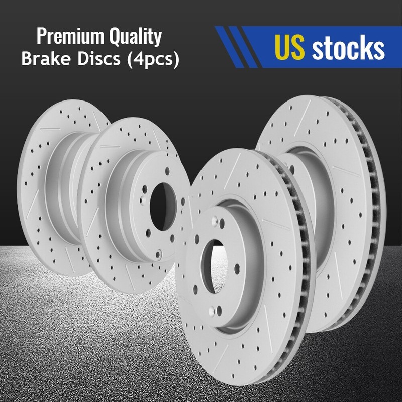 Front and Rear Brake Drilled Rotors for 2011 – 2014 Hyundai Sonata Kia Optima