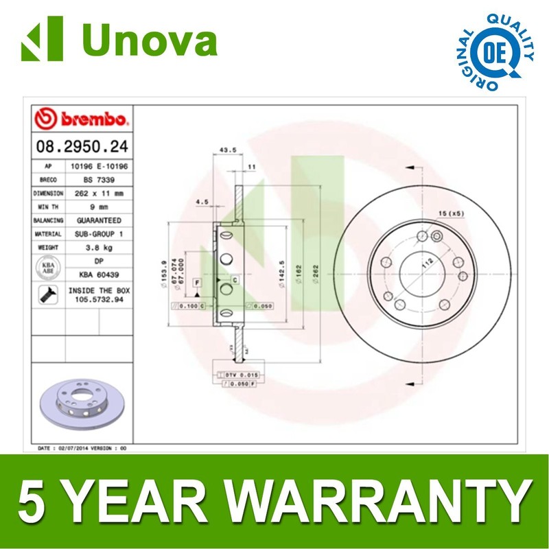 Brake Discs Front Unova Fits Mercedes 190 1982-1993 1.8 2.0 D 2.5 + Other Models gallery