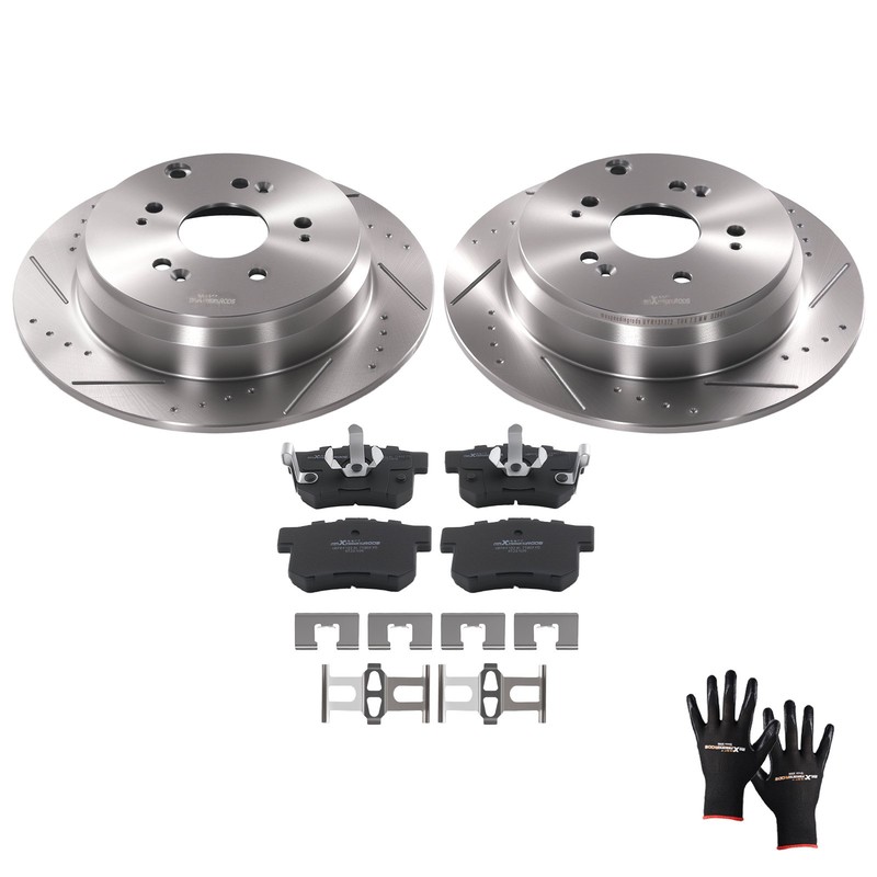 Rear Solid Brake Rotors Ceramic Pads for Honda CR-V 2005-2016 Acura RDX 2010-18 gallery