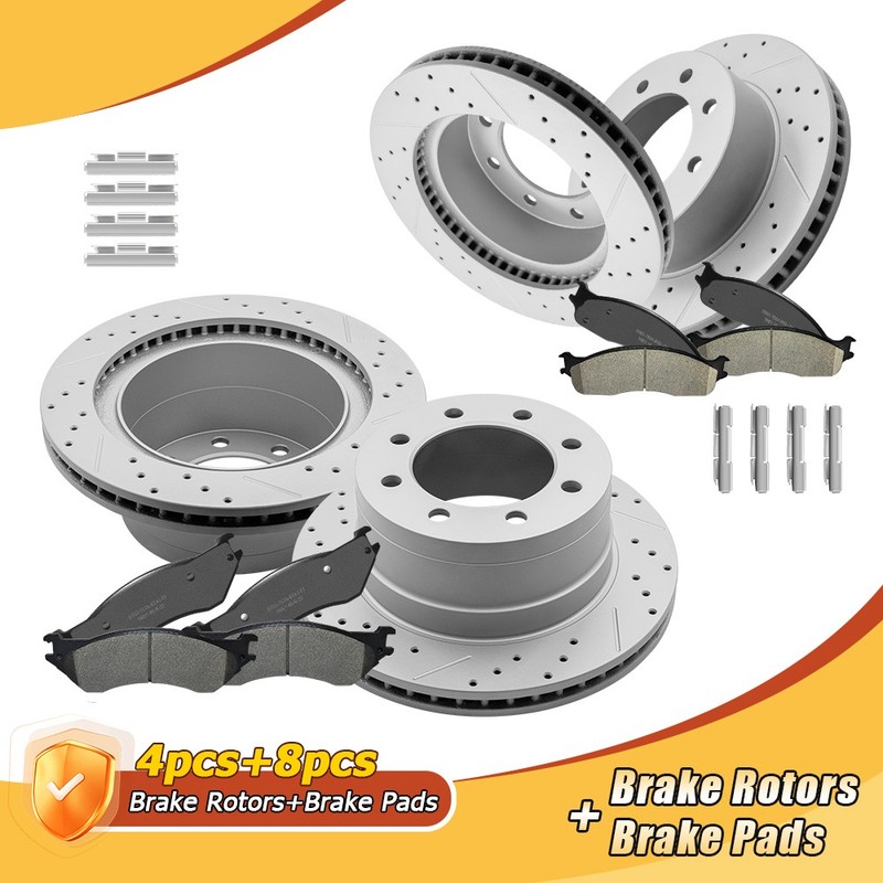 Front + Rear Disc Brake Rotors+Ceramic Pads for 2003-2008 Dodge Ram 2500 2WD/4WD