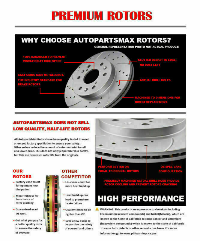 Front Rear Drilled Rotors Brake Ceramic Pads for GMC Terrain Chevrolet Equinox gallery