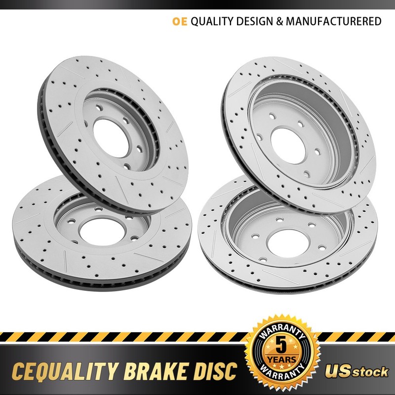 Front Rear Drilled Disc Brake Rotors for 2017 - 2020 2021 2022 2023 Nissan Titan